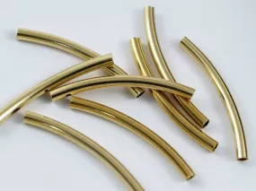 12 Raw Brass Curved Long Tube Findings (42 x 3 mm) brs 497