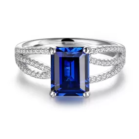 2.5 CT. Petite Split Band Lab Grown Sapphire Gemstone Ring