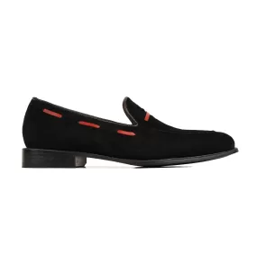 Alcamo - Men's Black Kid Suede Loafer