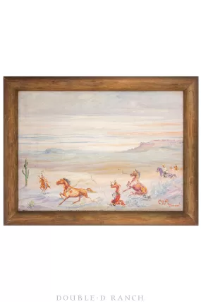 Art, Landscarpe, Oil on Canvas, Wild Horse Roundup, Hyde, 1934, 1141