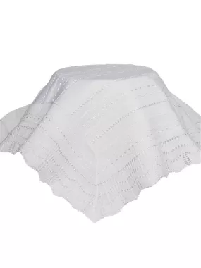 Baby Boys Girls White Knit Baby Christening Shawl Baptism