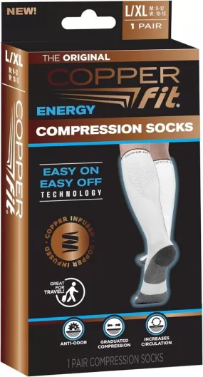 Copper Fit Energy 2.0 Knee High Compression Socks  2 Pack