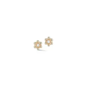 Dana Rebecca Designs - Poppy Rae - Pebble Flower Studs with Diamonds, Yellow Gold