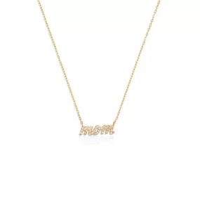 Diamond Script Mom Necklace