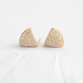 Diamond Solid Chevron Stud Earrings - In Stock