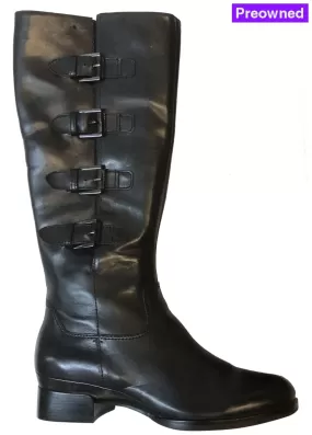 ECCO Women's •Sullivan•Tall Strap Boot -Black Leather- Size  7-7.5 US/EU 38