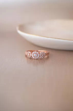 Flower Clusters Trail Rose Gold Plated Sterling Silver Delicate Ring