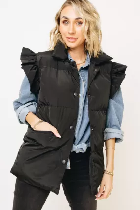 Ivy Exclusive - Ruffle Sleeve Vest In Black (S-3XL)