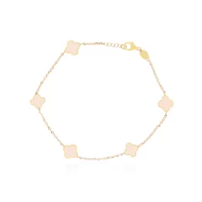 Mini Pink Pearl Clover Bracelet