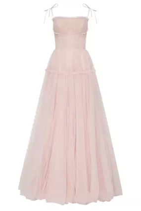 Misty Rose Tie-straps tulle prom dress