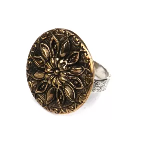 RADIANCE Antique Button Ring - Mixed Metal Statement Ring