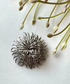 【USA輸入】ヴィンテージ シルバートーン フラワー ブローチ/Vintage Silver Flower Brooch