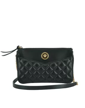 Versace Lamb Leather Pouch Crossbody Bag with Medusa Head Logo 'Black'